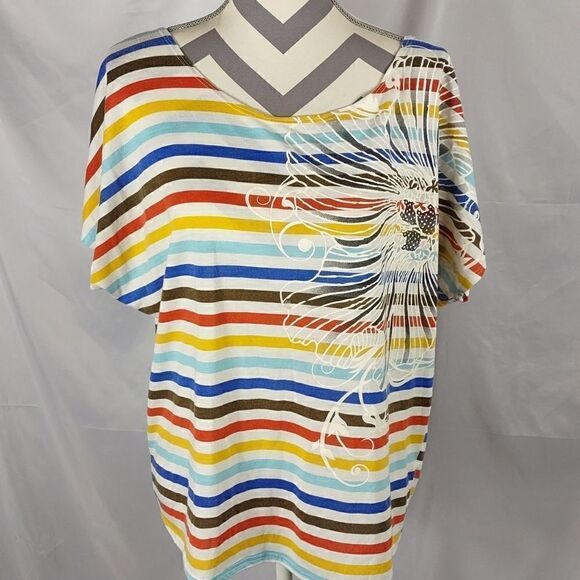 Ing Colorful Striped Drop Back Tee - Picture 6 of 6